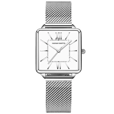 Imagen de RORIOS Relojes Mujer Cuarzo Analogico con Banda de Malla Acero Inoxidable Impermeable Elegante Moda Vestir Pulsera