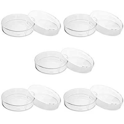 Imagen de QWORK® Placas de Petri Vidrio Borosilicato con Tapas para Laboratorio Experimento Estudios, 90mm x 20mm, 5 Piezas