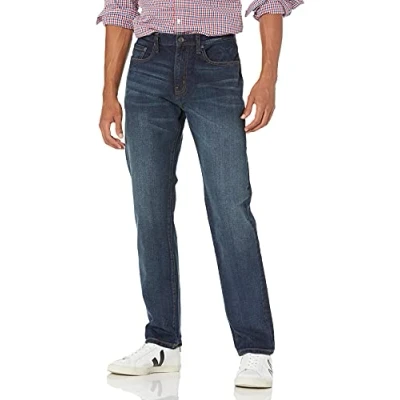 Imagen de Amazon Essentials Pantalón Vaquero Elástico de Ajuste Deportivo Hombre, Lavado Oscuro, 36W / 29L