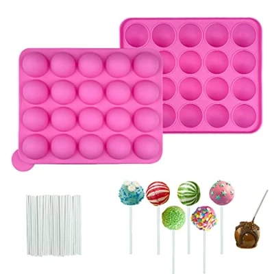 Imagen de Moldes para pasteles, Molde de Silicona Piruletas, 20 Dulces, Pasteles Moulle Pop Traer Palitos Piruleta, Juego Ideal Piruletas Cupcakes
