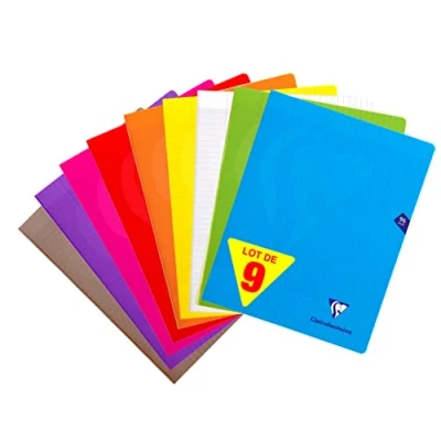 Imagen de Clairefontaine, 299361AMZC, Lote de 9 Cuadernos Grapados, Mimesys, 24x32 cm, 96 Páginas, Cuadrados Grandes, Papel Blanco 90gr, Polipropileno, Variación colores
