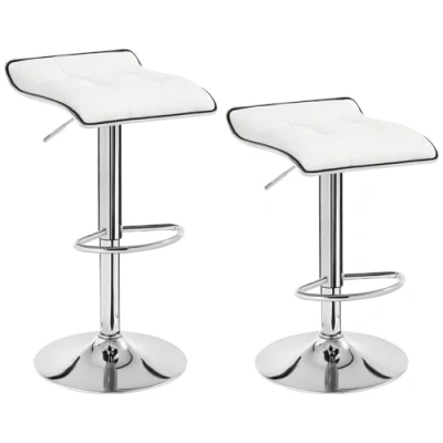 Imagen de WOLTU 2X Taburetes de Bar Cuero Sintético Alto Cocina Regulable en Altura Giratorio Sillas Tapizada Taburete Trabajo Blanco BH28ws 2