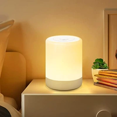Imagen de SOLIDEE LED Luz Nocturna Infantil, Lampara Bebe Regulable Táctil Para Dormitorio, Con Modo de Cálida, Siete Modos Gradiente Color, Recargable por USB, Regalo Niños/Adulto