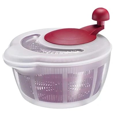 Imagen de Westmark Ensaladera, Capacidad: 5 litros, ø 26 cm, Plástico, Sin BPA, Fortuna, Color: transparente/Rojo, 243222E2