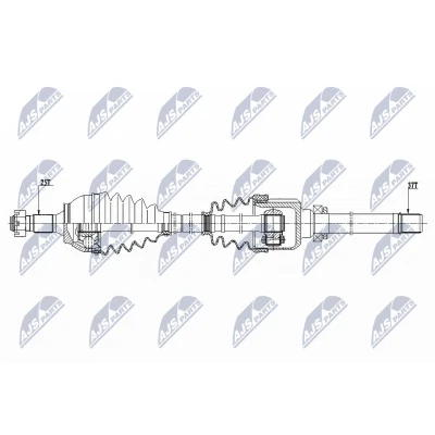 Imagen de NTY NPW CT 081 Árbol de transmisión Eje delantero, derecha 940, 349 PEUGEOT: 308 I Hatchback, CITROËN: C4 II Hatchback