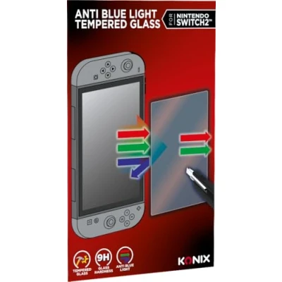 Imagen de Konix Protector de pantalla cristal templado para consola Nintendo Switch 2 Antiluz azul Antiburbujas Dureza 9H 100% transparente