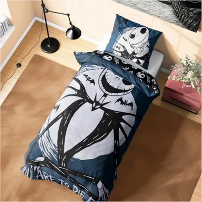 Imagen de Disney Stitch Juegos de Fundas Nórdicas, Pack con Funda Edredón y Almohadas Tamaño Individual o Doble (Negro AOP Single)