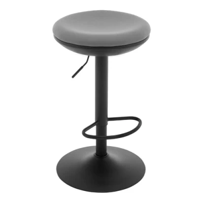 Imagen de WOLTU Taburete Redondo, Bar Giratorio, Pequeño con Altura Ajustable para Comedor, Salón y Cafetería, Base Metáica, Asiento de Tela Elástica, Gris, BH414gr 1