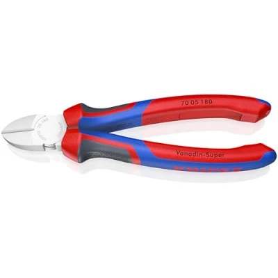 Imagen de Knipex Alicate de corte diagonal cromado, con fundas multicomponentes 180 mm (cartulina autoservicio/blíster) 70 05 SB