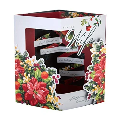 Imagen de Hallmark Tarjeta de Navidad para esposa, diseño floral 3D tradicional