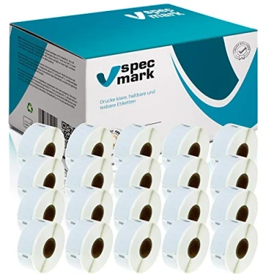 Imagen de specmark 20 Rollos de etiquetas compatibles con DYMO 11352 25mm x 54mm S0722520 500 Pieza compatible todas las impresoras Label Writer 450 4XL Seiko SLP