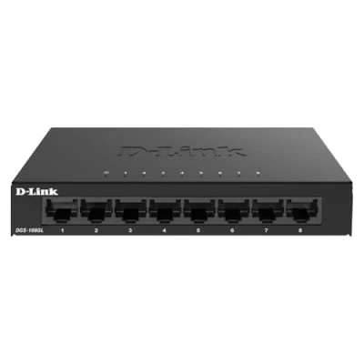 Imagen de D Link DGS 108GL Switch Gigabit 8 puertos, sin gestión, 1000 megas por puerto, Ethernet LAN, RJ 45, Plug&amp;Play, perfil bajo, metálico, conmutador, hub, sobremesa, ventiladores, 802.3az EEE, negro