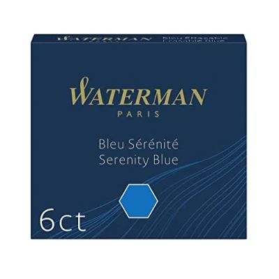 Imagen de Waterman cartuchos de tinta para plumas estilográficas &#039;International&#039; cortos azul serenidad paquete 6