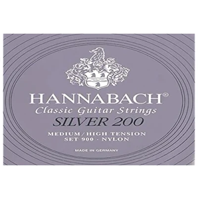 Imagen de Hannabach cuerdas de guitarra clásica Serie 900 medium high tension Silver 200 ejecución 3 graves 9007MHT