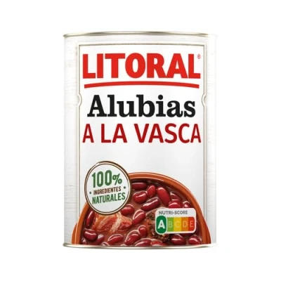 Imagen de 4 UNIDADES Alubias a la Vasca con embutido selecto LITORAL latas de 430 g.