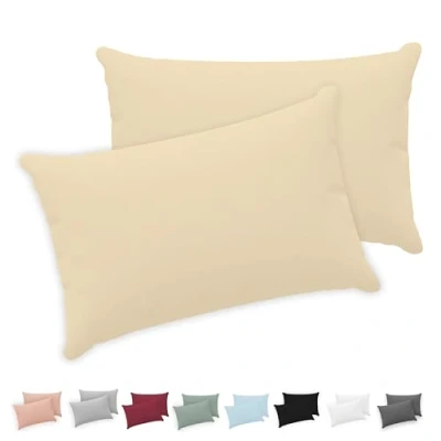 Imagen de Twinzen® Funda Almohada 50x70 (Juego de 2) Blanco 100% Algodon Jersey Cojin para Cama Protector con Cremallera