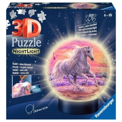 Imagen de Ravensburger Puzzle 3d 11843 Caballos en la playa, luz nocturna , color, modelo surtido