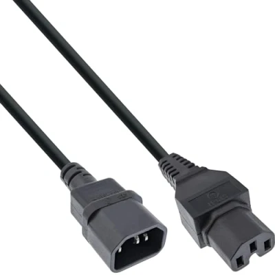 Imagen de InLine C15/C14, 2 m 2m C15 acoplador C14 Negro Cable (2 m, Macho/Hembra, Negro, acoplador, Derecho)