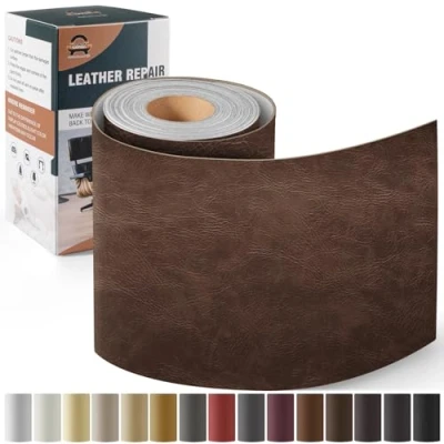 Imagen de Kit de Reparación Cuero para Muebles, Parche Autoadhesivo 10x160 cm Adhesivo Tapizar Asientos Automóviles, Sofás, Sofás Sillas Nuevo Café