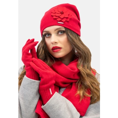 Imagen de Vivisence Elegantes Guantes Para Mujeres De Cinco Dedos Con Ribete Ancho Y Hilo Cálido Suave Lana Perfectos Los Días Fríos Invierno Otoño, Rojo,Talla Única
