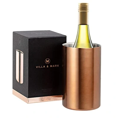 Imagen de Villa &amp; Marx Enfriador de Botellas Vino Champañera Acero Inoxidable Térmica con Doble Pared Cubitera para Champagne, Cava, Blanco y Tinto (Cobre)
