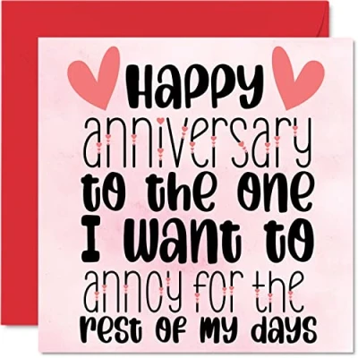 Imagen de tarjeta de aniversario para mujeres, hombres, ella, él, The One I Want To Annoy, divertida boda marido, esposa, novio, novia, tarjetas felicitación 145 mm x
