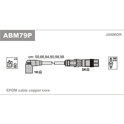 Imagen de JANMOR ABM79P Juego de Cables Encendido VOLKSWAGEN: TRANSPORTER 4 Bus