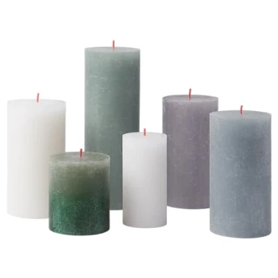 Imagen de Bolsius Velas rústicas Juego de regalo 6 unidades Nordic Landscape decorativas para el hogar longitud combustión, sin perfume, cera vegetal natural, aceite palma