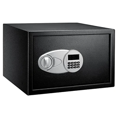 Imagen de Amazon Basics Caja Fuerte de Seguridad Cerradura con Teclado Digital, Protege Dinero, Joyas, Documentos identificación, 34 l, 43 cm x 37 27 cm, Color Negro