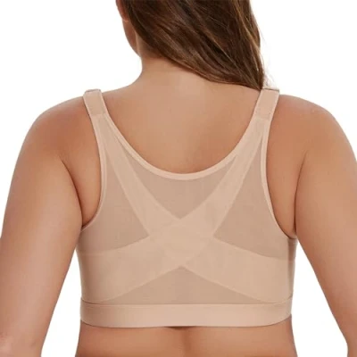 Imagen de MELENECA Sujetador de Postura con Cierre Frontal para Mujer, sin Cables, poscirugía, Talla Grande Beige 85F