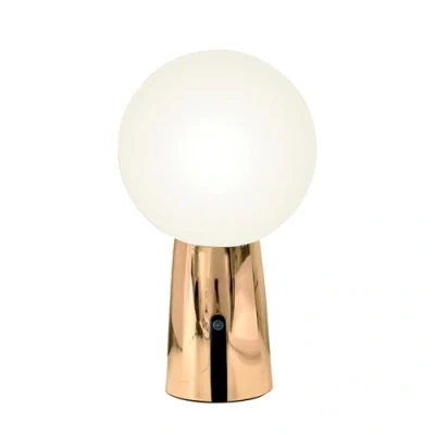 Imagen de Zafferano, Lámpara Olimpia Pro con Acabado Oro Brillante, de Mesa Portátil y Recargable Control Táctil, Óptima como Interior, Atenuador, 3000 K, Altura 26 cm