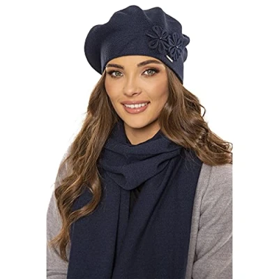 Imagen de Vivisence 7007 Beret AND Scarf SET Bufanda, Mujer, Talla: One Size, Dark blue