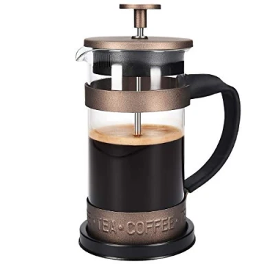Imagen de Navaris Cafetera Francesa de Acero Inoxidable 350ML émbolo para 3 Tazas, con Jarra Vidrio y Filtro Tetera marrón