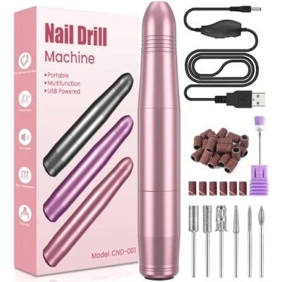 Imagen de Torno para Uñas, Uñas Profesional 7 in 1, 20000 RPM Lima Eléctricas USB, Velocidad Ajustable, Conecta y Reproduce, Protable Kit de Manicura Pedicura Eléctrico Salón DIY