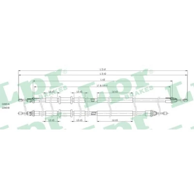 Imagen de LPR C0249B Cable de Freno Mano 1445/1257+1305/1116 Tambor FORD: FIESTA 5