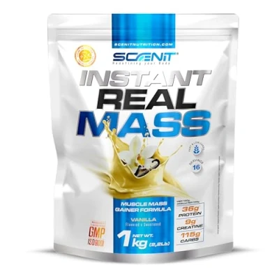 Imagen de Instant Real mass 1 kg Gainer Weight Ganador de Peso con proteína para aumentar masa muscular Creatina (1 kg, Vainilla)