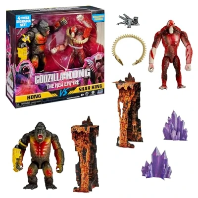 Imagen de MonsterVerse Godzilla x Kong, Pack de 2 Figuras articuladas, 15 cm, Kong vs Skar King, para niños a Partir 4 años, MN3042