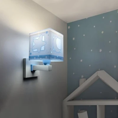 Imagen de Dalber Lámpara aplique de pared infantil Moonlight Luna y Estrellas AZUL, 63239TN, E27