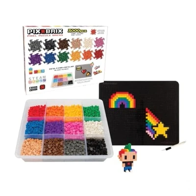 Imagen de Cefa Toys Pix Brix Pixel Art 3000 piezas,Colores Surtidos,Gama Oscura,Construcción Horizontal,Vertical,Diagonal,CREA mosaicos,Figuras 2D,3D.Compatible con Otras Marcas,Niños a Partir de 6 años.