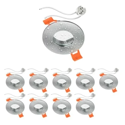 Imagen de ledscom.de 10 piezas Marco empotrable en techo ERID, antihumedad, baño, IP44, redondo, aluminio mate, incl. toma GU5.3