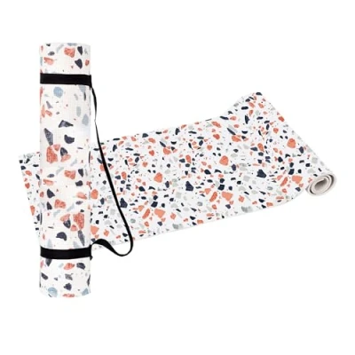 Imagen de DOIY Esterilla de Yoga Antideslizante Estampado Terrazo Equipada con Cojín Apoyo Asas para Transporte Pilates Gruesa Colchoneta Ejercicios 60x173x0,6 cm
