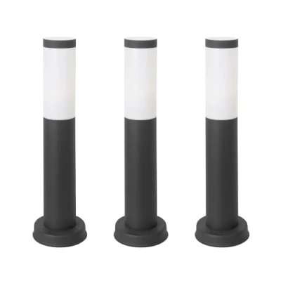 Imagen de FORLIGHT Koral (3uds) Baliza Exterior para Jardín Resistente al Agua IP55. Bolardo de Acero Inoxidable Gris Urbano 23W