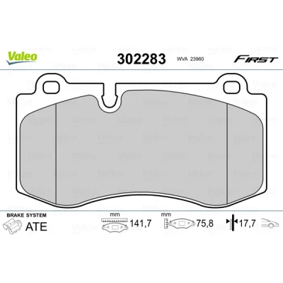 Imagen de VALEO 302283 Juego de pastillas freno Eje delantero excl. contacto avisador desgaste Chapa antichirridos MERCEDES BENZ: Clase S Berlina