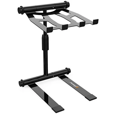 Imagen de Audibax TOP 30 Soporte para Portátil Stand Ordenador Cabina DJ o Estudio Altura Regulable de 24,5 a 36 cm Funda Incluida Laptop Plegable Fabricado en Acero
