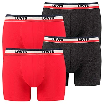 Imagen de Levi&#039;s LEVIS MEN SPRTSWR LOGO BOXER BRIEF 2P, Multicolor (rojo/negro 786), S (Pack de 2) para Hombre