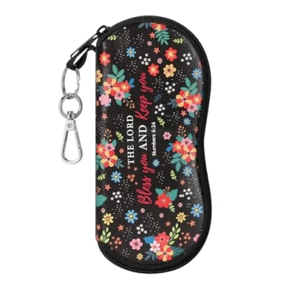 Imagen de MoKo Funda de Gafas Ultra Ligera PU, Creativa Bolsa para Tejida Suave con Cremallera, Organizador Ideal Almacenar Lápices Tarjetas Cambio Cosméticos, Negro &amp; Flor