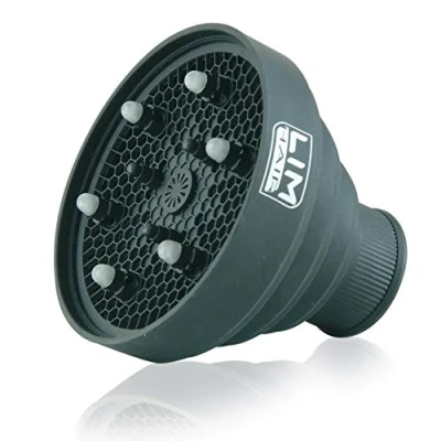 Imagen de Difusor Universal PLEGABLE LIM HAIR COLOR para secador de cabello PROFESIONAL. Adaptable a la mayoría secadores. Estructura silicona resistente. Aromaterapia. (NEGRO)