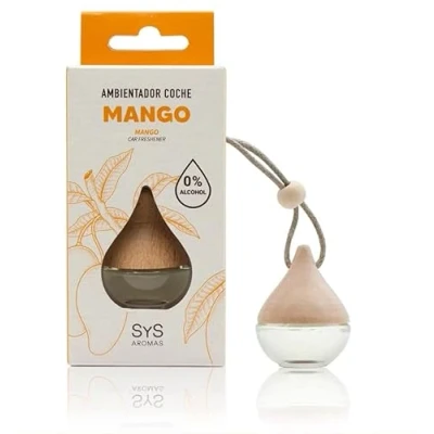 Imagen de SYS Aromas Ambientador para Coche Mango 6ml Sin Alcohol Colgante Natural de Larga Duración Elimina Malos Olores con Fragancia Tropical Dulce y Refrescante