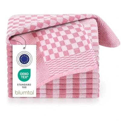 Imagen de Blumtal paños de cocina algodon 50x70cm en juego 10 trapos 100% para secar súper absorbentes buenos paño rojo a cuadros