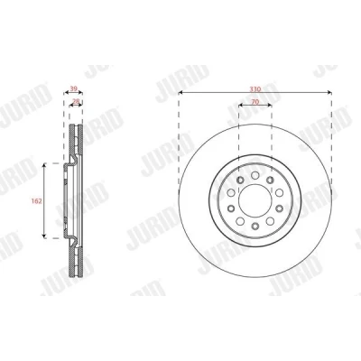 Imagen de JURID 563683JC 1 Disco de freno 330 28 5 110 ventilado revestido sin tornillos JEEP: Renegade SUV, Compass